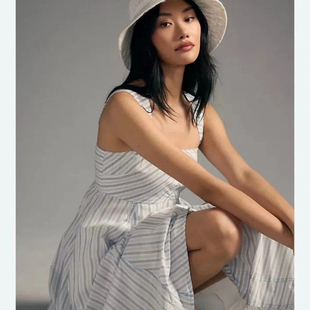 New Anthropologie Pilcro Square-Neck Babydoll Midi Dress PXS - Picture 1 of 2